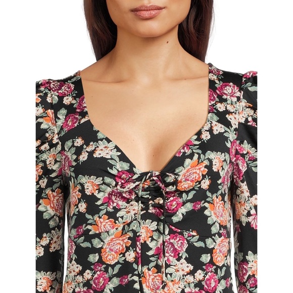 🌴Women’s Self Esteem V Neck Cinch Front Puffed Shoulder Long Sleeve Shirt - Picture 3 of 11